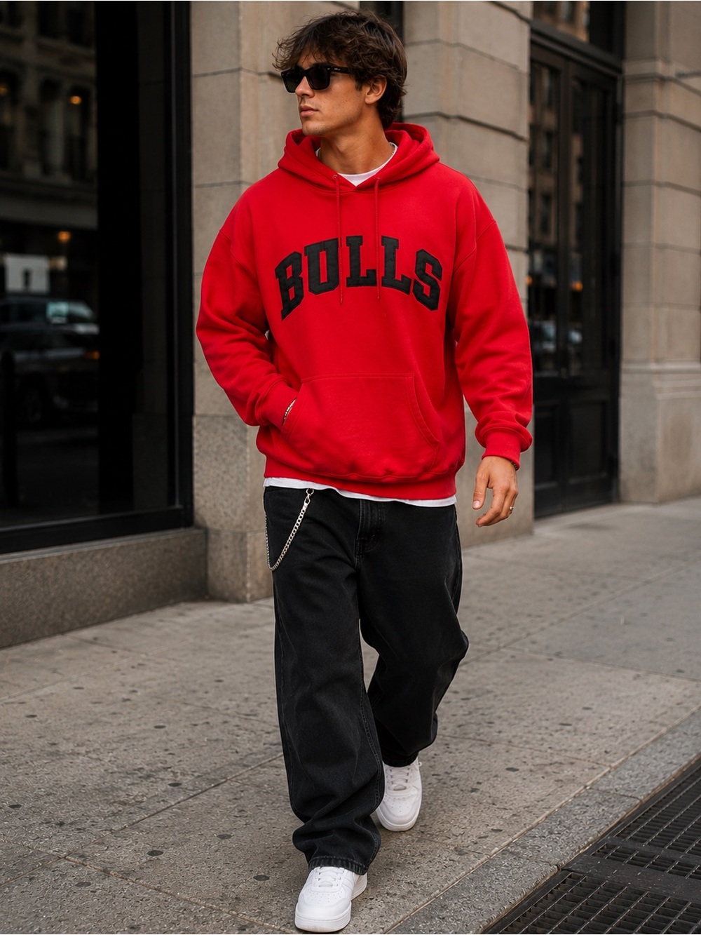 NBA Chicago Bulls Red Pullover Hoodie XL Streetwear Graphic Sweatshirt